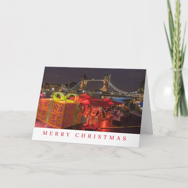 Tarjeta de Navidades con vistas al puente London T (Anverso)