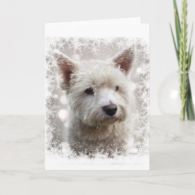 Tarjeta de navidades con Westie (Anverso)