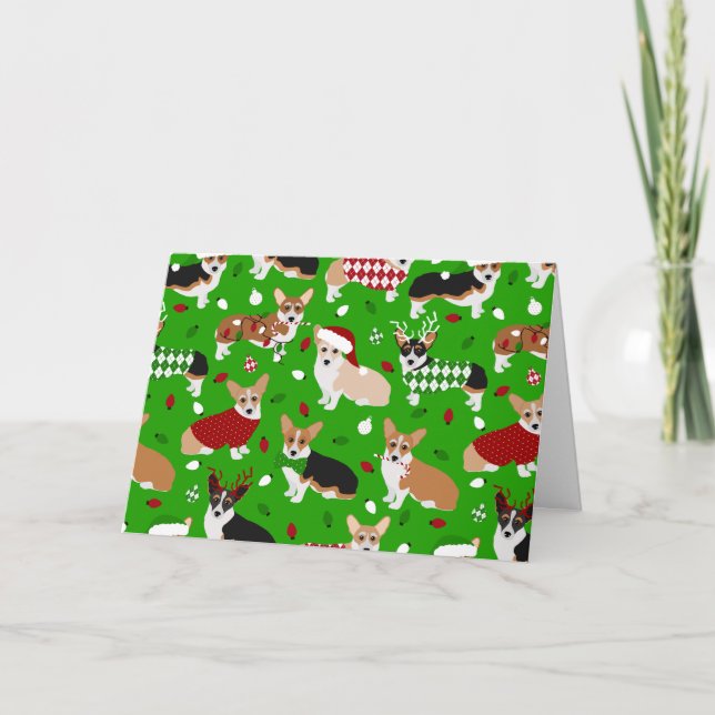 Tarjeta de navidades Corgi Dogs (Anverso)