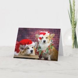 Tarjeta de Navidades Corgi Elf