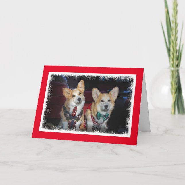 Tarjeta de Navidades Corgi suéter feo (Anverso)