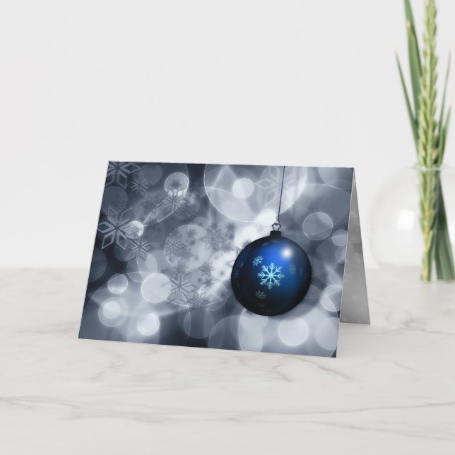 tarjeta de Navidades corporativos azul y plata fes (Anverso)