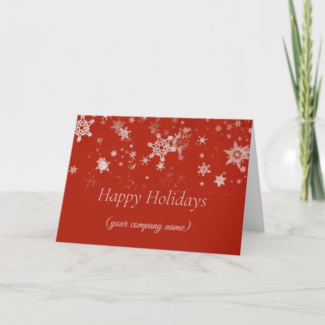 Tarjeta de Navidades corporativos con copos de nie (Anverso)