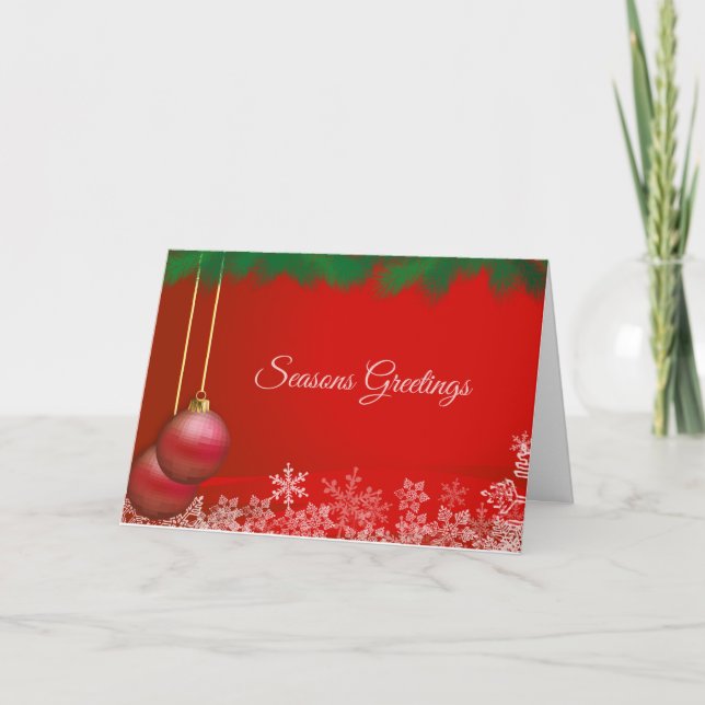Tarjeta de Navidades corporativos con ornamentos y (Anverso)