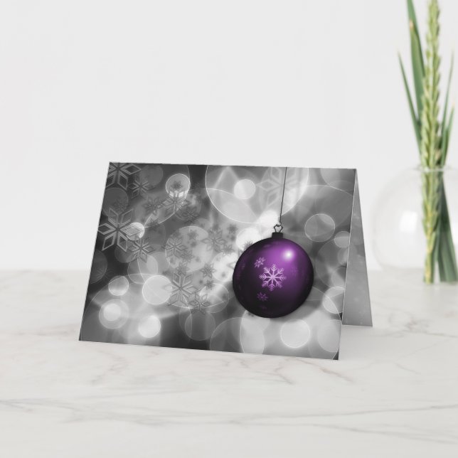 tarjeta de Navidades corporativos de plata morada  (Anverso)
