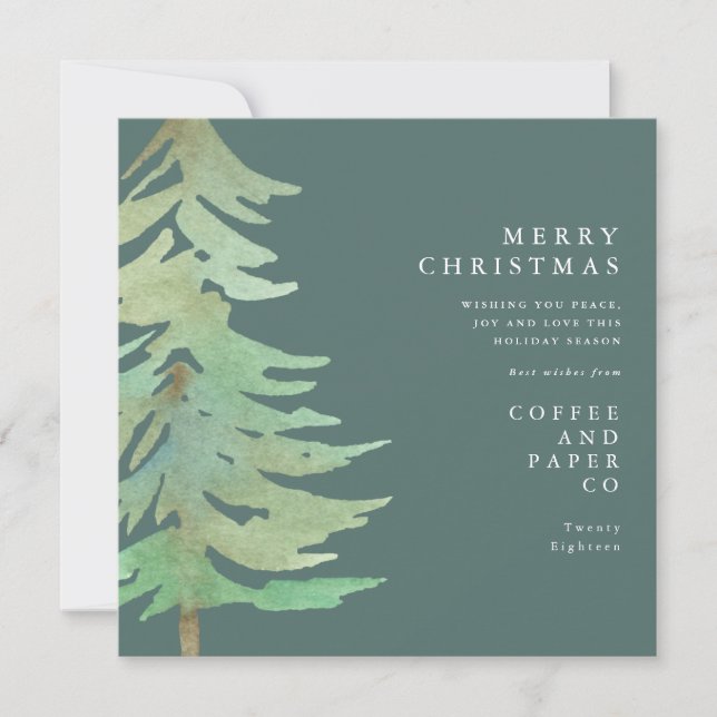 Tarjeta de Navidades corporativos del bosque acuát (Anverso)