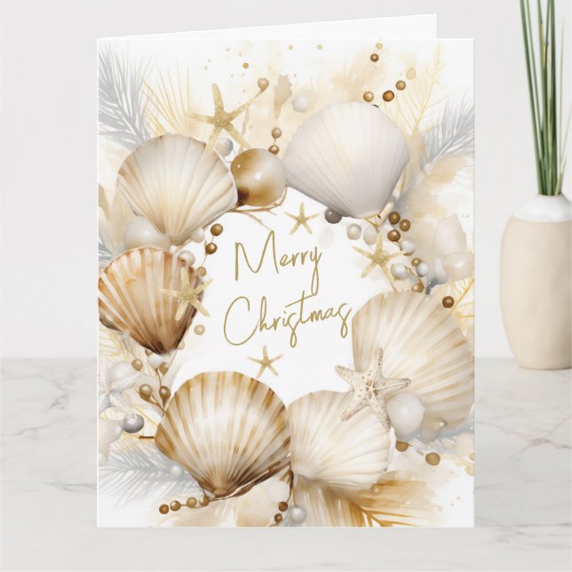Tarjeta de Navidades costeros personalizada (Anverso)