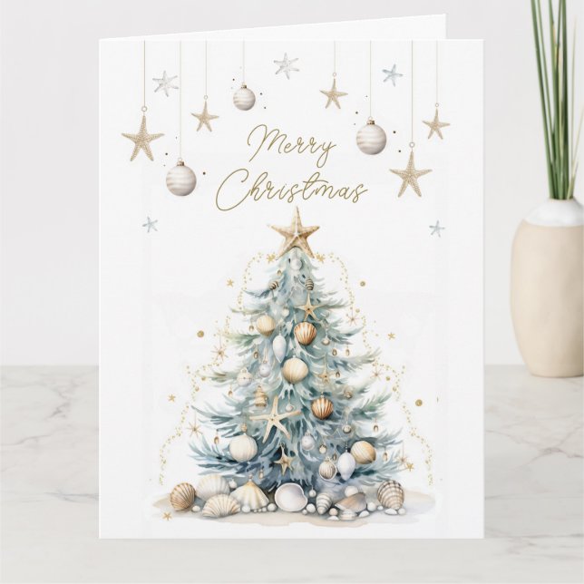 Tarjeta de Navidades costeros personalizada (Anverso)