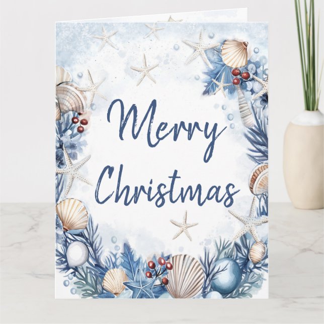 Tarjeta de Navidades costeros personalizada (Anverso)