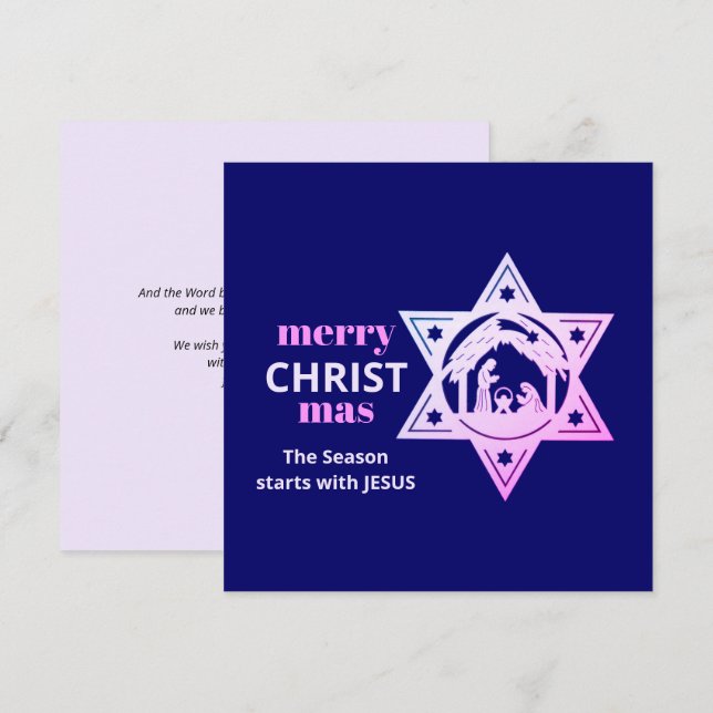 Tarjeta de Navidades cristianos de natividad moder (Anverso / Reverso)