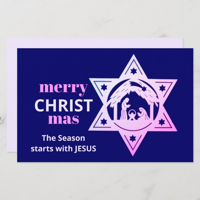 Tarjeta de Navidades cristianos por natividad pres (Anverso / Reverso)