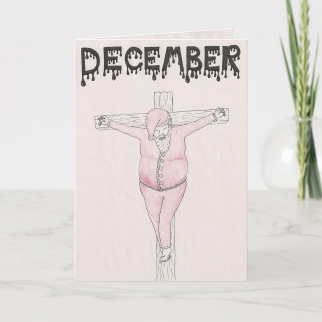 Tarjeta de navidades crucificados de santa claus (Anverso)