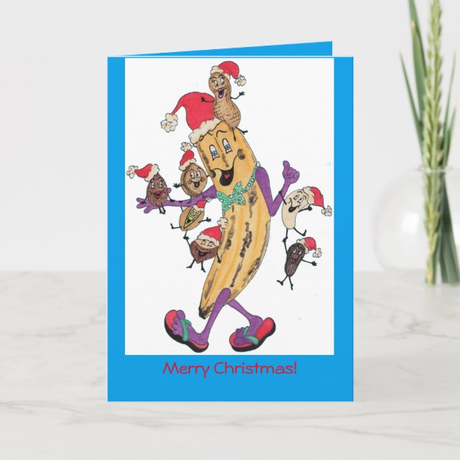 Tarjeta de Navidades "Crunchy" azul (Anverso)