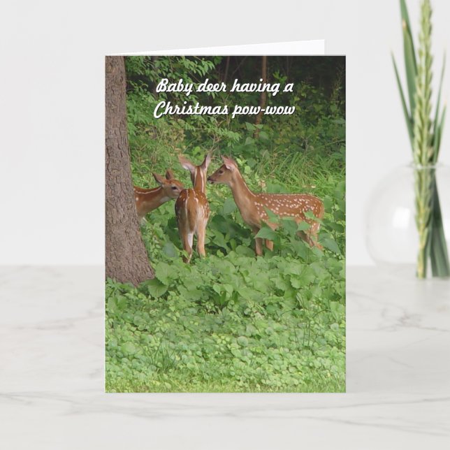 Tarjeta de Navidades Cute Baby Deer Pow-Wow (Anverso)