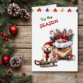 Tarjeta de Navidades Cute Dog Waggy Tails y Tratos