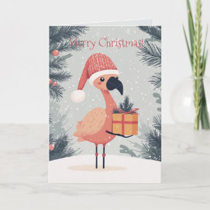 Tarjeta de Navidades Cute Flamingo