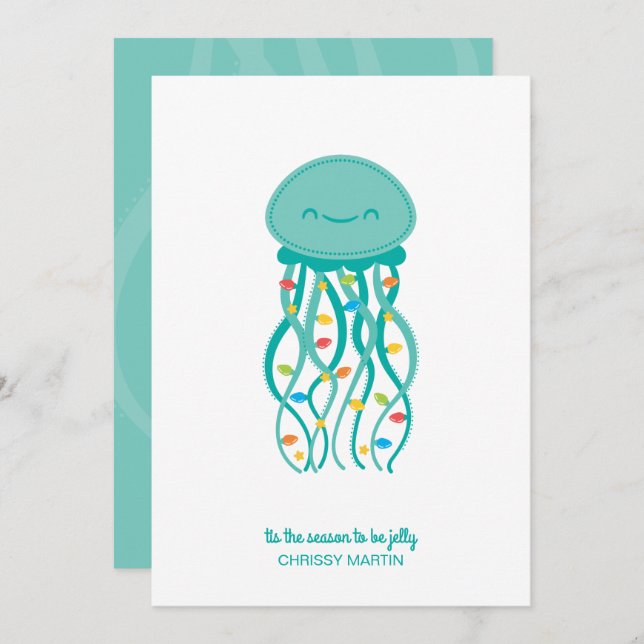 Tarjeta de Navidades Cute Jellyfish (Anverso / Reverso)