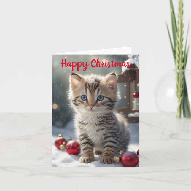 Tarjeta de Navidades Cute Kitten (Anverso)