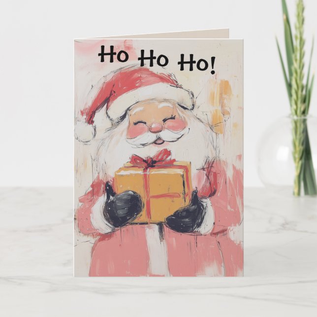 Tarjeta de Navidades Cute Pastel Santa Claus (Anverso)
