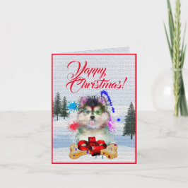 Tarjeta de Navidades Cute Pomsky Perro Yappy perso