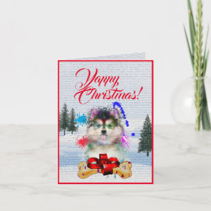 Tarjeta de Navidades Cute Pomsky Perro Yappy perso