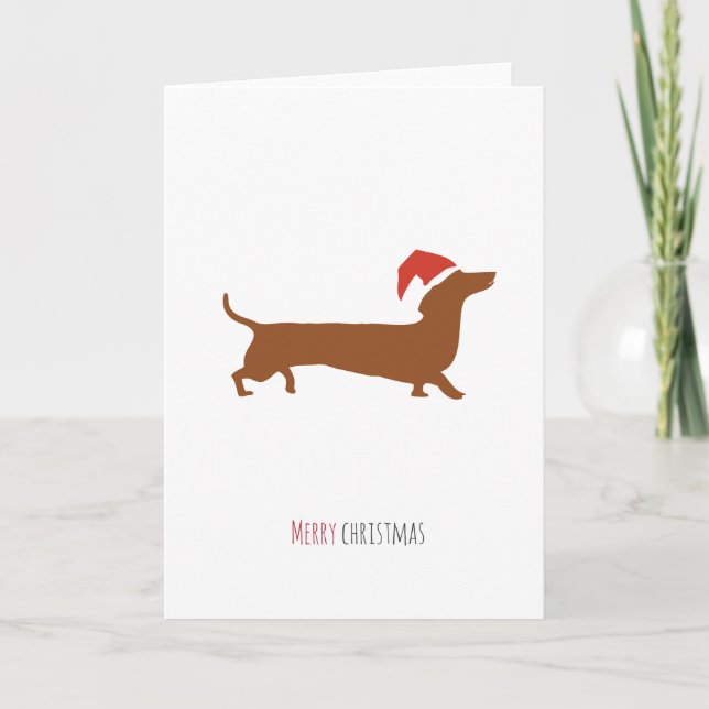 Tarjeta de Navidades Cute Santa Dachshund (Anverso)