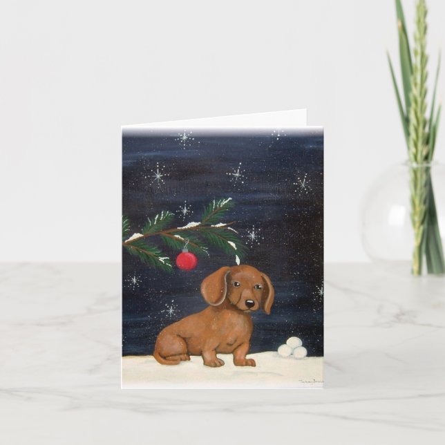 Tarjeta de Navidades Dachshund (Anverso)