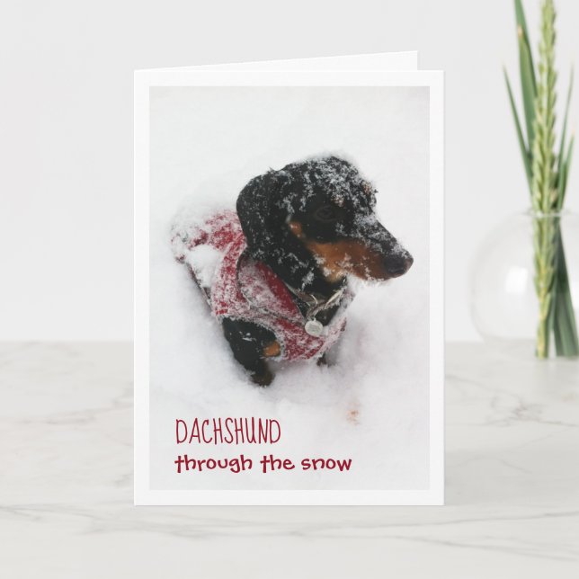 Tarjeta de navidades - Dachshund A Través De La Ni (Anverso)