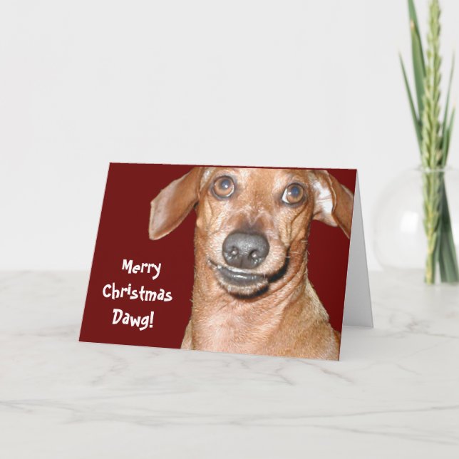 Tarjeta de Navidades Dachshund Dawg (Anverso)