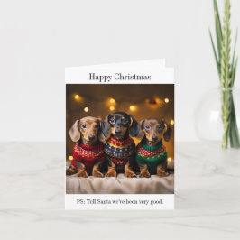 Tarjeta de Navidades Dachshund Puppies