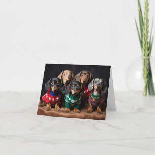 Tarjeta de Navidades Dachshund Puppies