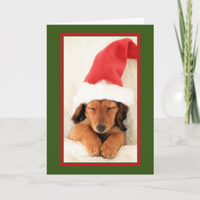 TARJETA DE NAVIDADES DACHSHUND PUPPY SLEEPING (Anverso)