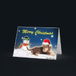 Tarjeta de Navidades Dachshund Snowman<br><div class="desc">¡Que tengas una Feliz Navidad esta temporada navideña! Amor del perro Dachshund y el muñeco de nieve congelado...  También está disponible el franqueo coincidente. También puede querer ver:</div>