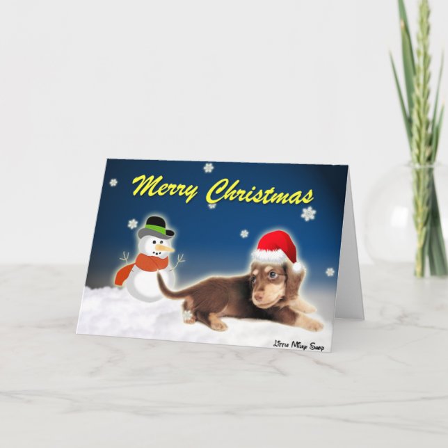 Tarjeta de Navidades Dachshund Snowman (Anverso)