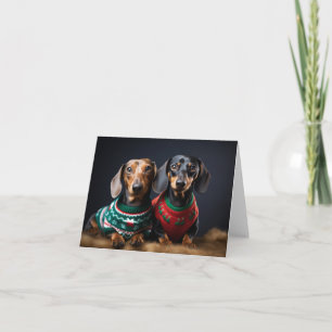 Tarjeta de Navidades Dachshunds