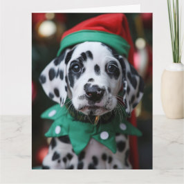 Tarjeta de Navidades Dalmatianos Elf Puppy