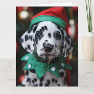 Tarjeta de Navidades Dalmatianos Elf Puppy