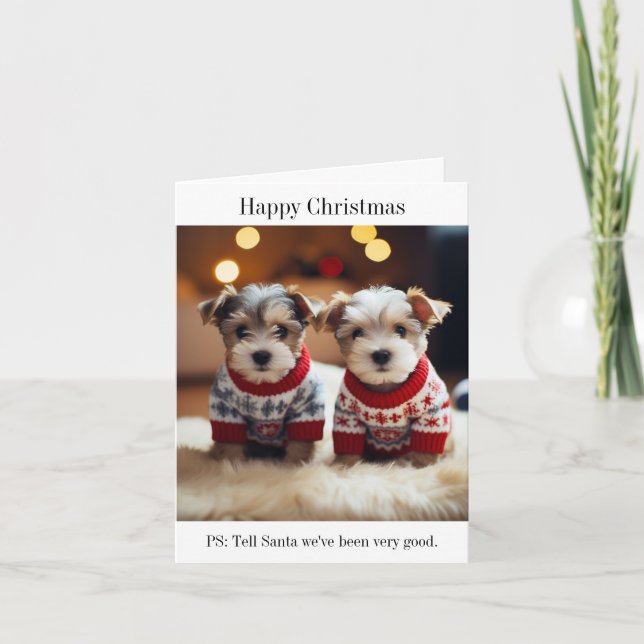 Tarjeta de Navidades Dandie Dinmont Terrier Puppie (Anverso)