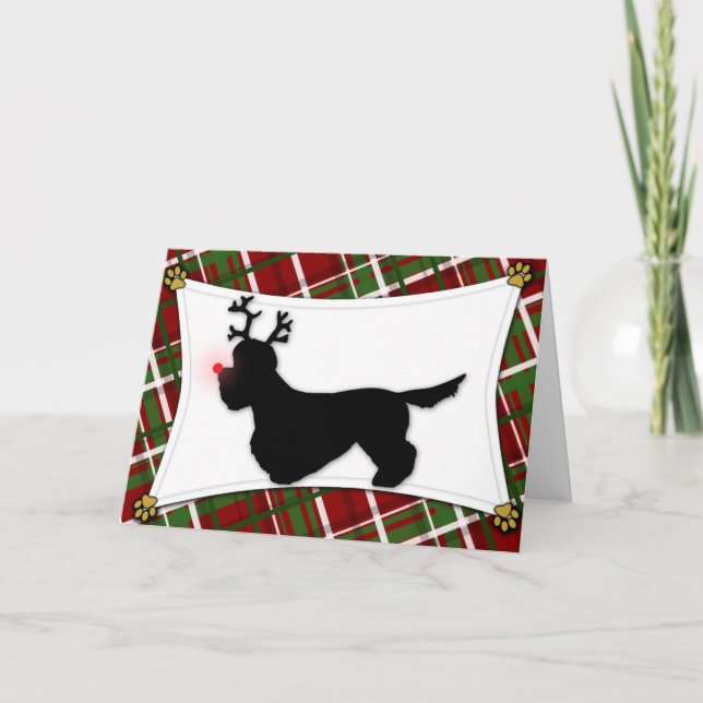 Tarjeta de Navidades Dandie Dinmont Terrier Reinde (Anverso)
