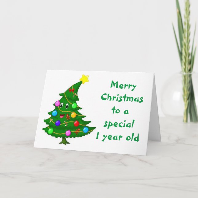 TARJETA DE NAVIDADES DE "1 AÑO DE EDAD" CON ÁRBOL  (Anverso)