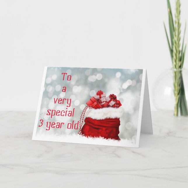 TARJETA DE NAVIDADES DE "3 AÑOS" CON SANTA/CAROLER (Anverso)