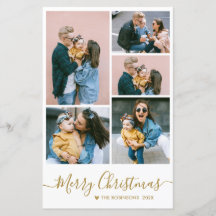 Tarjeta de Navidades de 5 Collages de fotos Elegan