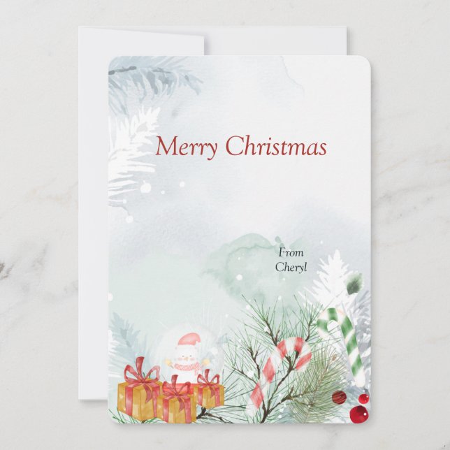 Tarjeta de Navidades de acuarela (Anverso)