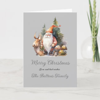 Tarjeta de Navidades de acuarela de Gnome de vacac