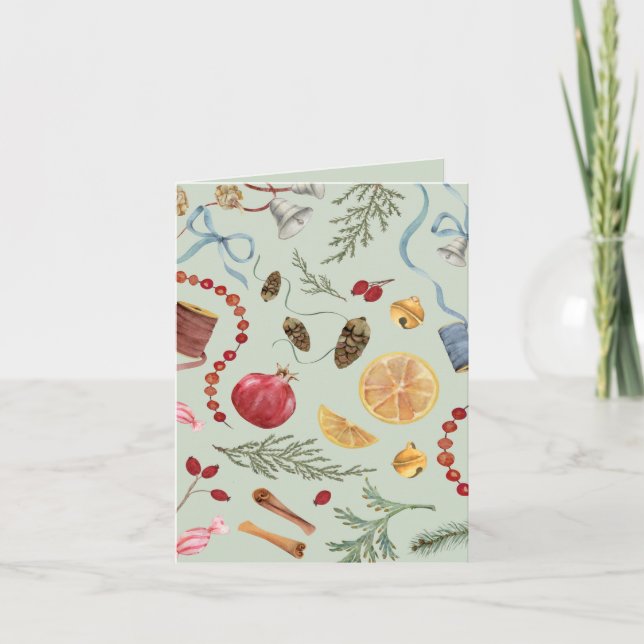Tarjeta de Navidades de acuarela en blanco (Anverso)
