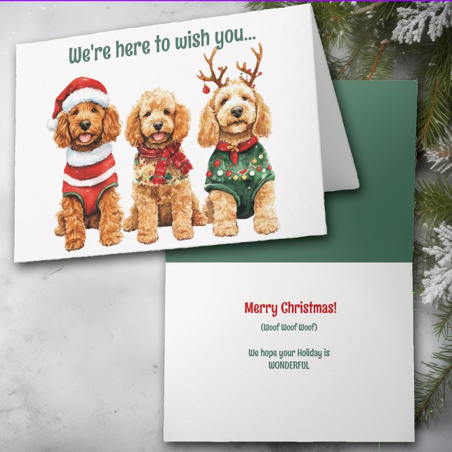 Tarjeta de Navidades de acuarela festiva Cockapoo  (Subido por el creador)