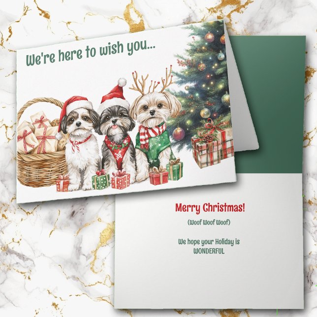 Tarjeta de Navidades de acuarela festiva Shih Tzu  (Subido por el creador)