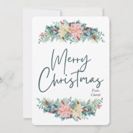Tarjeta de Navidades de acuarela floral