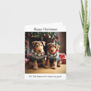 Tarjeta de Navidades de Airedale Puppies