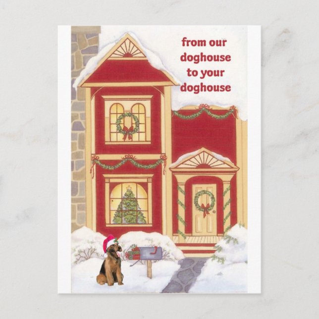 Tarjeta de Navidades de Airedale terrier (Anverso)
